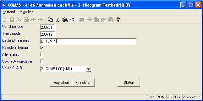 Aanmaken auditfile